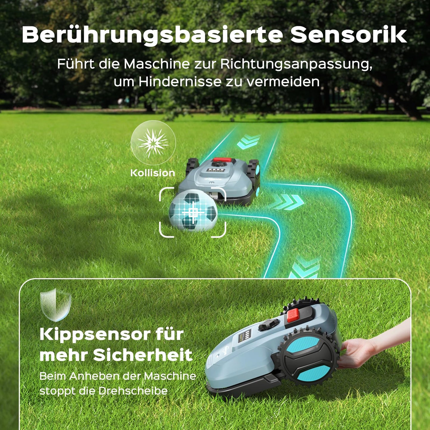 YARDCARE E400 Mähroboter - App Steuerung, 400m², automat. Aufladen, <60dB, Regensensor