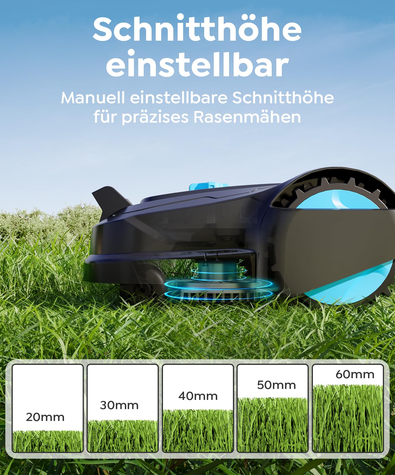 YARDCARE M800Plus Mähroboter - GPS+KI Vision, 800m², U-förmig mähen, 150 Hinderniserkennungen, App