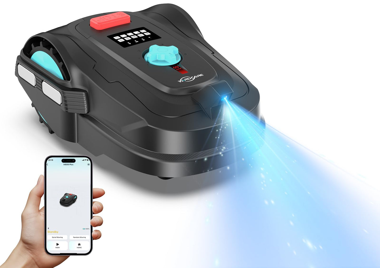 YARDCARE M800Plus Mähroboter - GPS+KI Vision, 800m², U-förmig mähen, 150 Hinderniserkennungen, App
