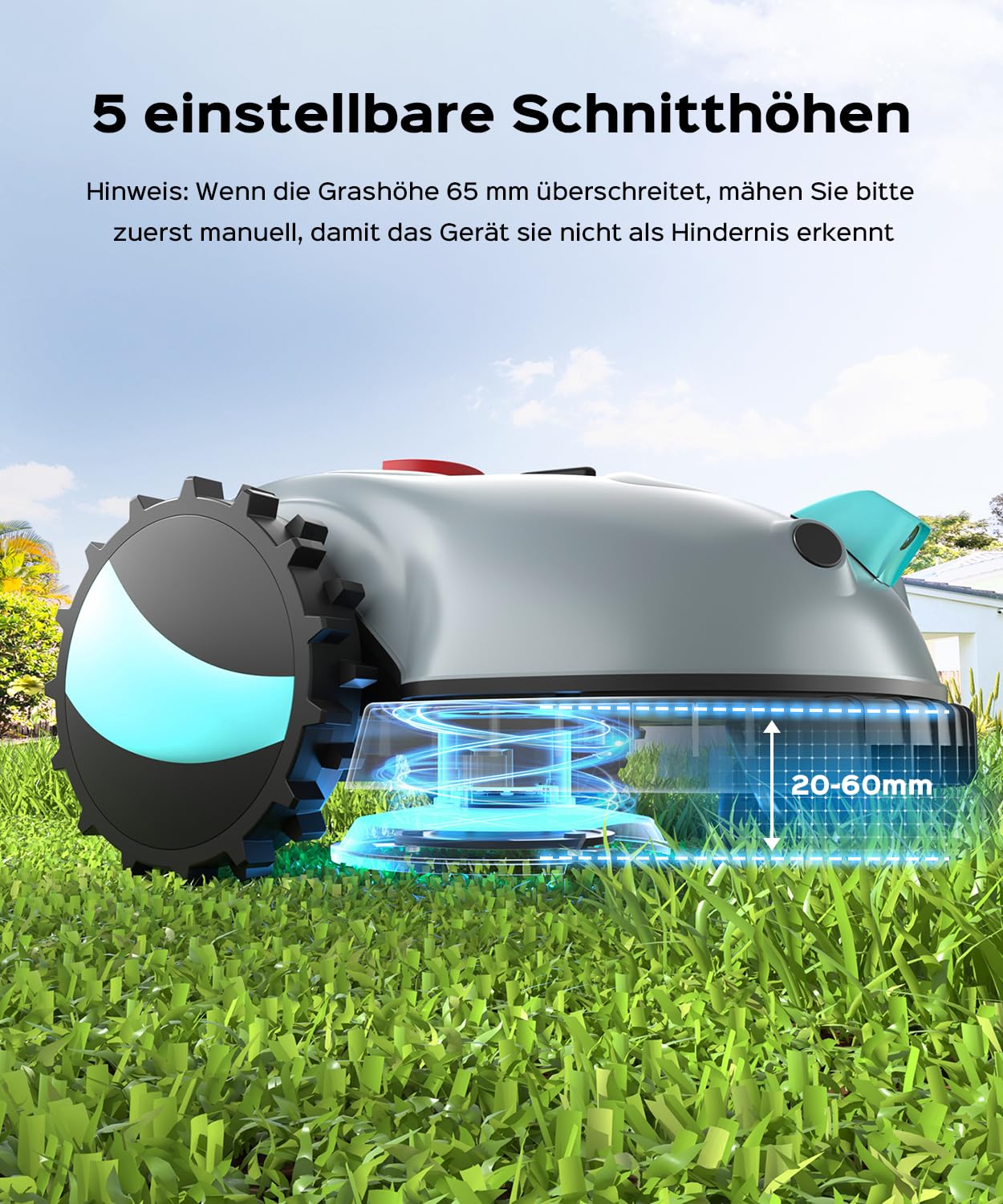 YARDCARE V100 Mähroboter - Vision Navigation, 150m², Hinderniserkennung, inkl. Graskamm & Ersatzklingen