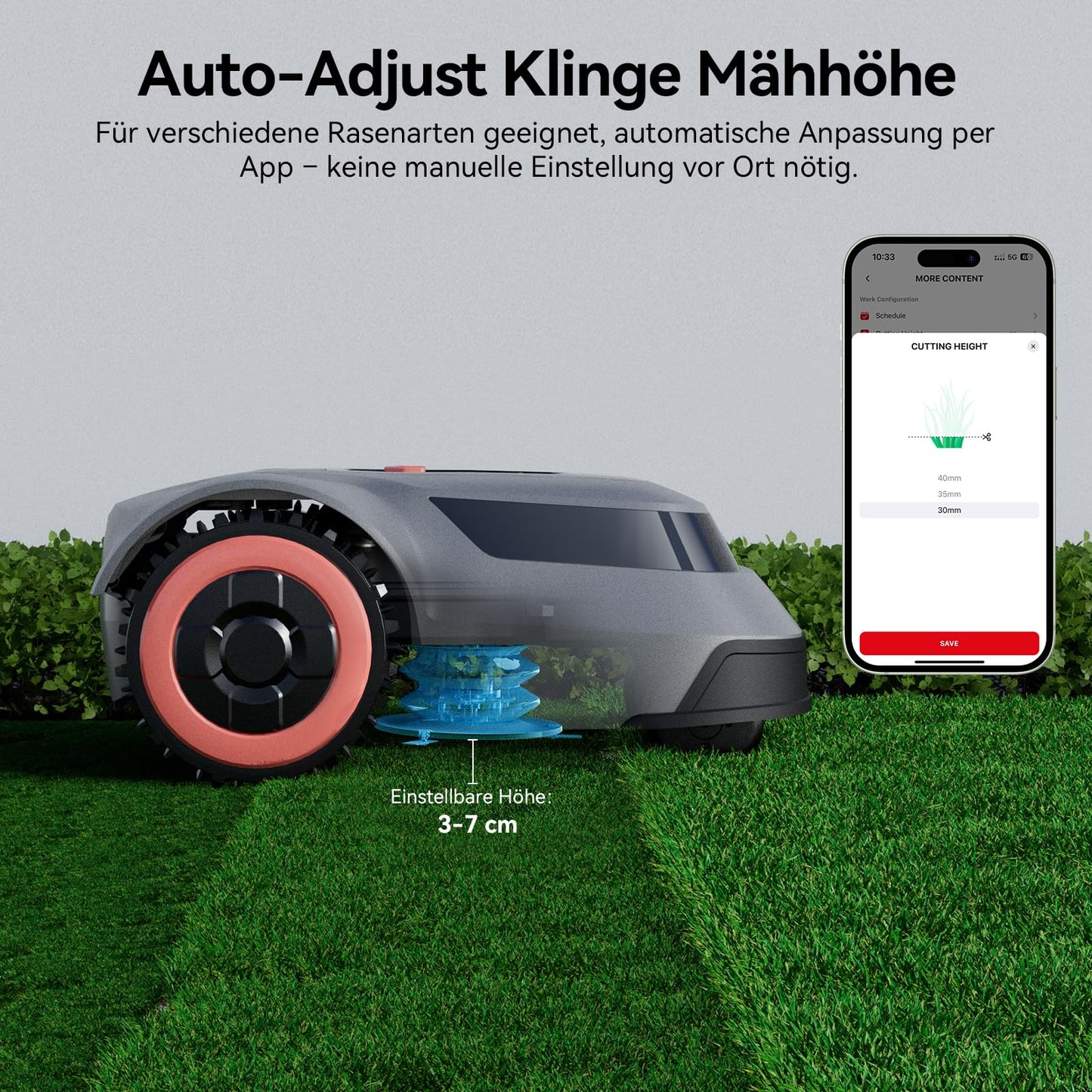 Redkey MGC500 Mähroboter - 800m², 45% Steigung, App-Steuerung, Kabelbruch-Finder, automatisch