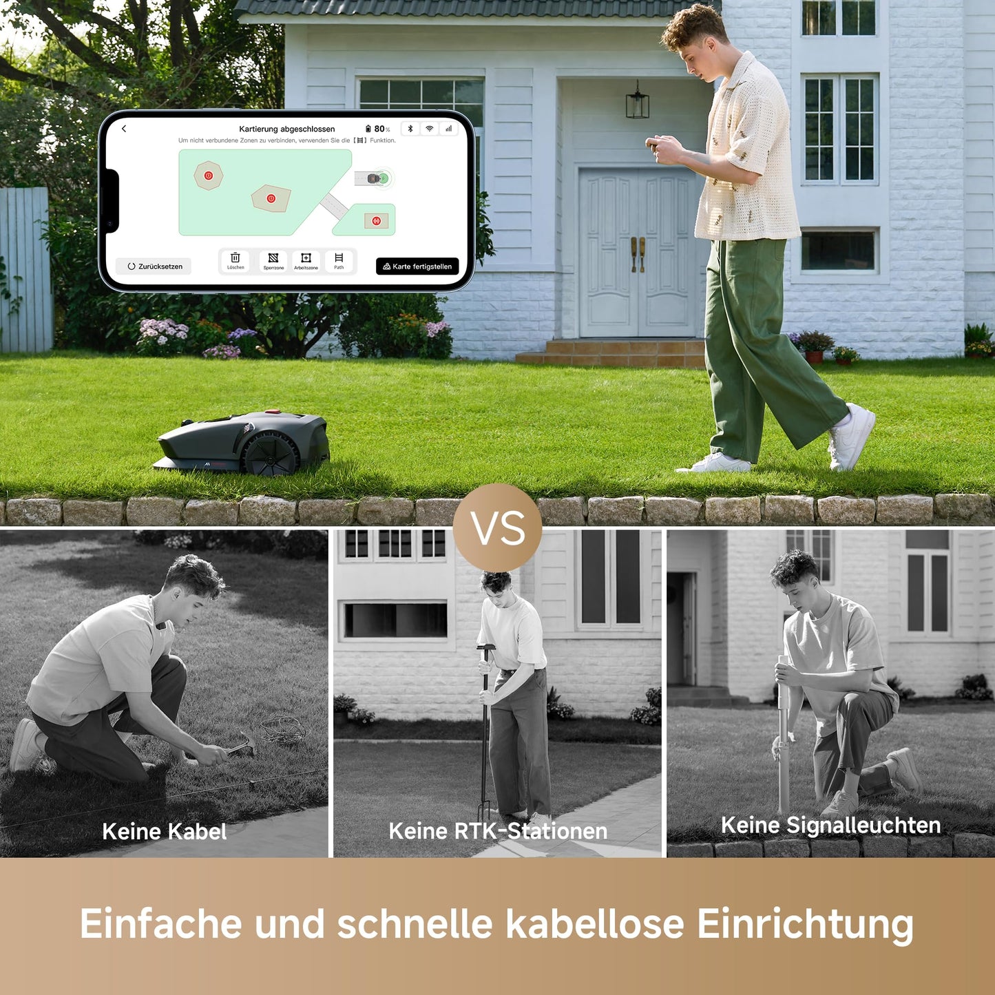 MOVA 600 Mähroboter - 3D-LiDAR, ohne Begrenzungskabel, 600m², App-Steuerung, Hindernisvermeidung